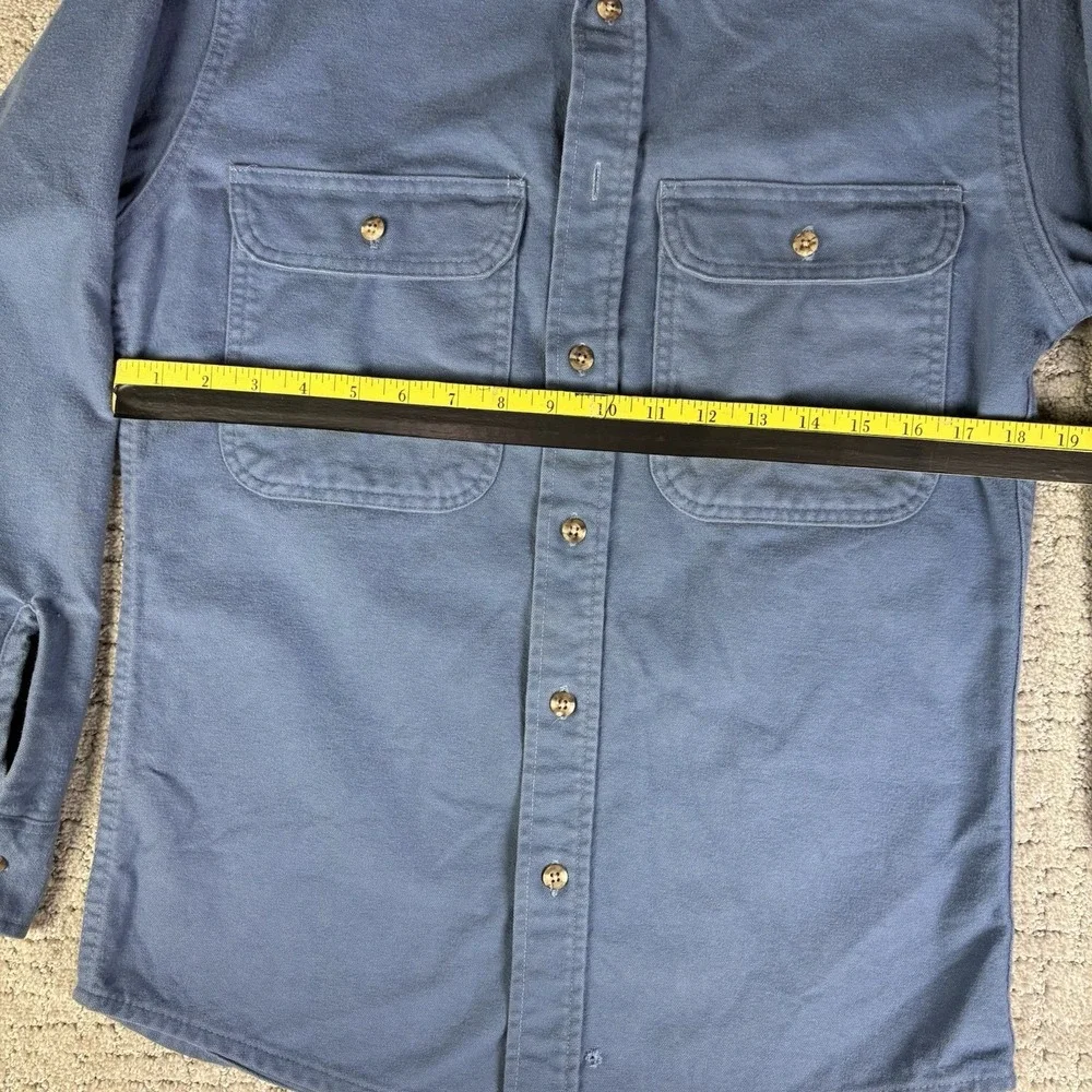 Vtg 80s Private Property Chamois Shirt Mens Small Blue Button Up Made In USA